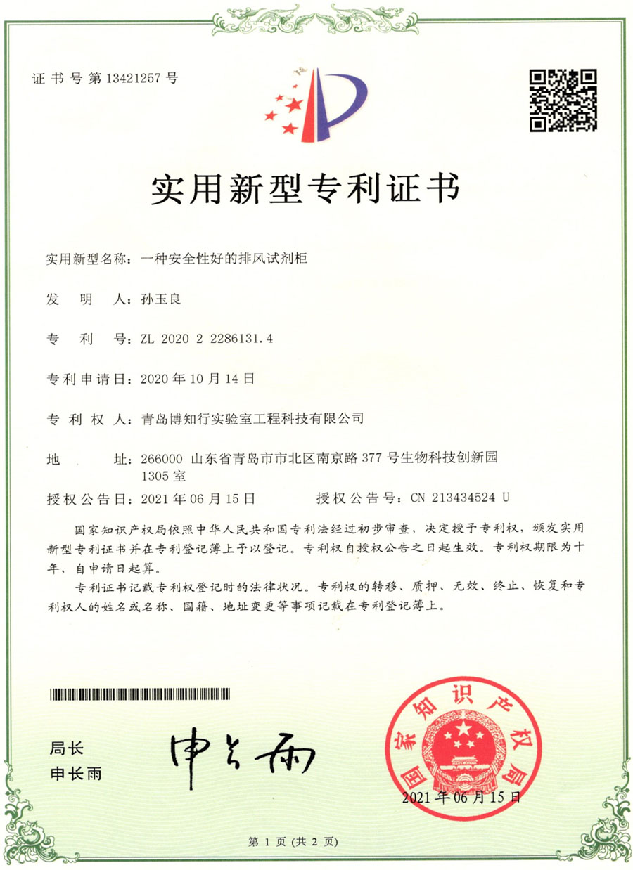 一種安全性好的排風(fēng)試劑柜